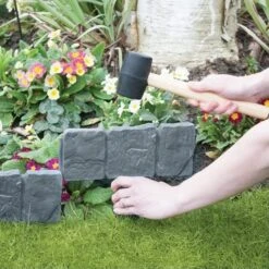 Tuinafboording Kunststof Steenlook Grijs - 240 Cm -Tuin Outfitters Winkel tuinafboording steengrijs 240 cm 1484057391 3 600